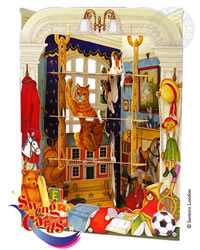 Cats and Bookcase Card - D Cats and Bookcase Card - D