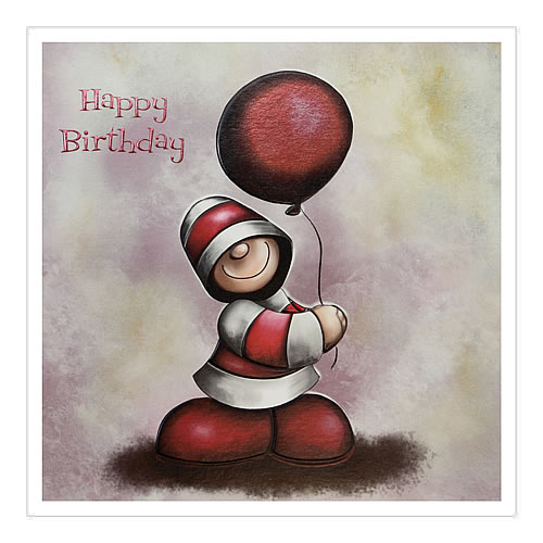 Happy Birthday Card (Single Red Balloon) - Click Image to Close