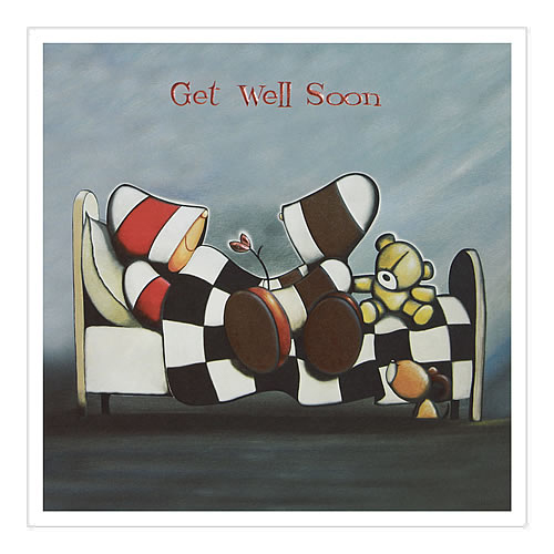 Get Well Soon Card (Checkerboard Bed) - Click Image to Close