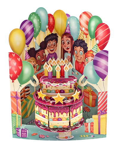 Birthday Cake & Balloons Card - Click Image to Close